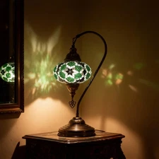 Mozaist Handmade Turkish Mosaic Swan Table Lamp, With Free Led LightBulb