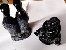 2 Aardvark Canadian 1970s Hand Carved Inuit & Carving Of Pair Of Looney Birds