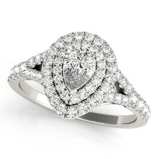 Top Quality 2Ct DE/VS Lab Grown Pear Shape Diamond Halo Engagement Ring Platinum