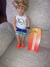 Our Generation Surfer Gabe 18-inch Blonde Hair Blue Eyes Doll With Knee Board