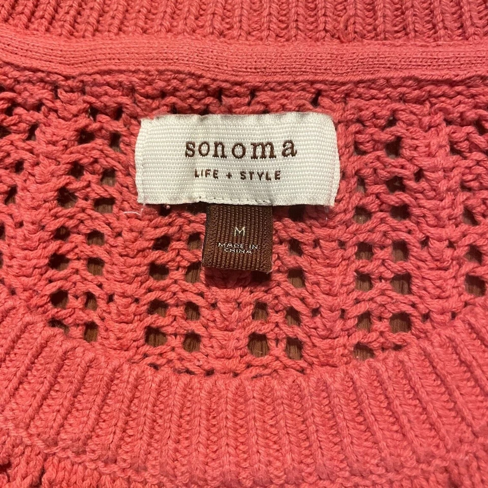 Sonoma Life & Style Knit Short Sleeve Shirt Crew Neck Blouse Pink Women Medium - Image 3 of 4