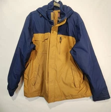 Swiss Tech Bicolor Tan/Navy Blue Puffer Jacket Size L (42-44)