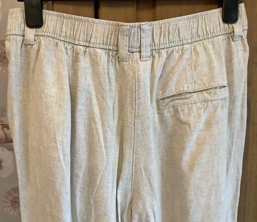 Next natural beige linen trousers Size 12P pockets elasticated waist - Picture 5 of 5