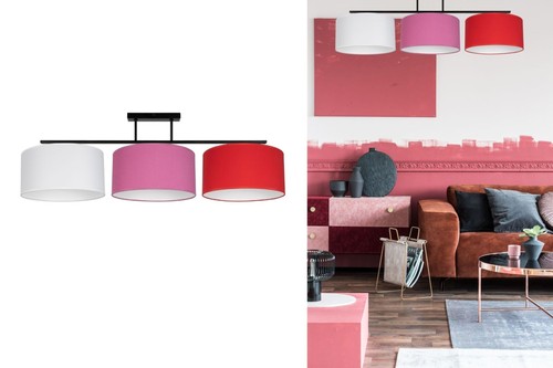 Lámpara de Techo Tela Blanco Rosa Rojo Salón E27 100 CM Deckenleuchte Grande - Imagen 2 de 4