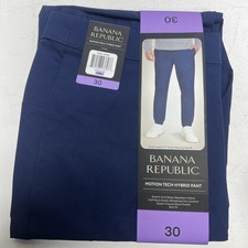 Banana Republic Men's Motion Tech Hybrid Pant Size 30 Stretch Slim Fit Navy Blue