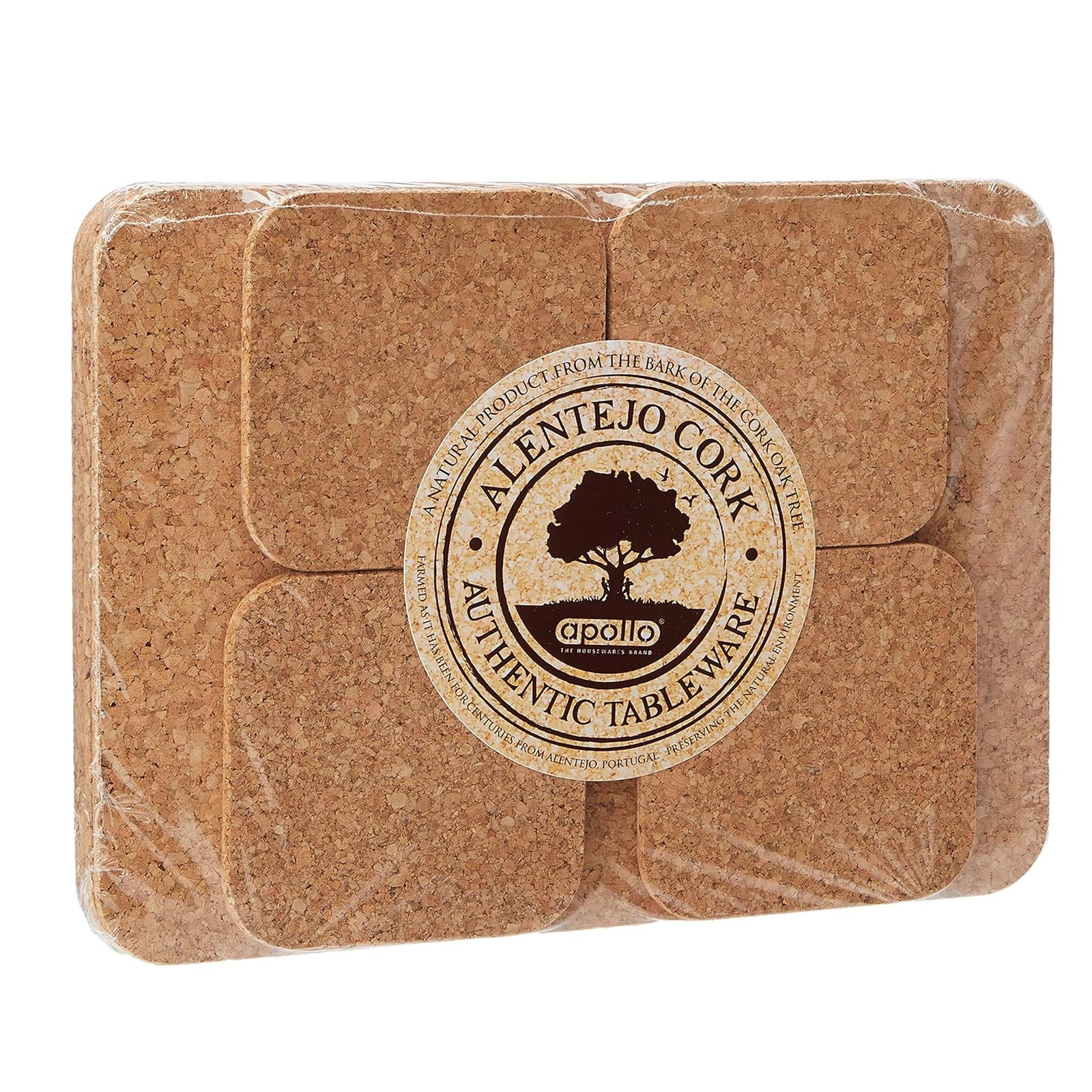 Apollo Square Cork Placemat and Coaster Set of 4 Heat Resistant Sustainable