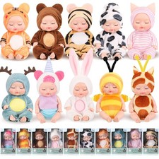 10 Pcs 4 Inch Mini Baby Dolls Lifelike Realistic Tiny Baby Dolls with Animal ...