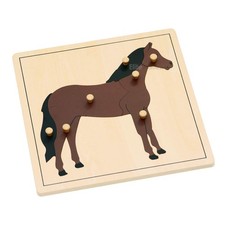 Elite Montessori Horse Puzzle Preschool Learning 24cm x 24cm, Brown and Black