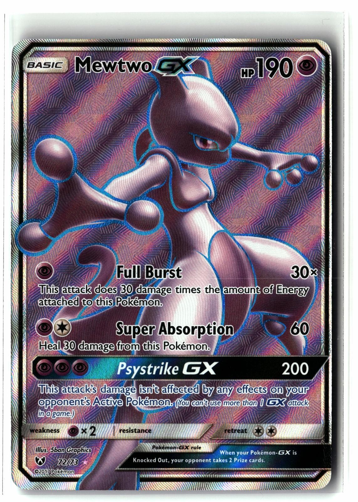 2017 Mewtwo GX ⭐️ 72/73 Holo Ultra Rare Shining Legends Pokemon NM