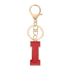 Initial Letter Keychain, A-Z Alphabet Keyring Letter I Metal Key Chain, Red