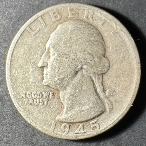 1945-S Silver Washington Quarter (Circulated) - (#2038) Very Fine Condition