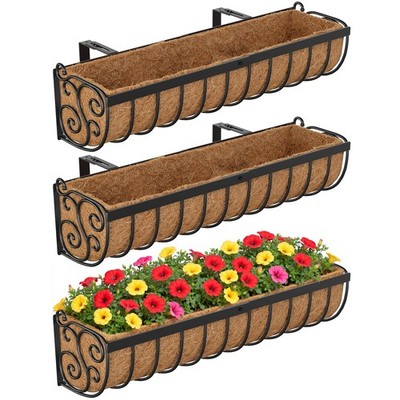 VOXOR Railing Planter Boxes, 30 Inch Window Boxes Planters, 30 Inch, Black