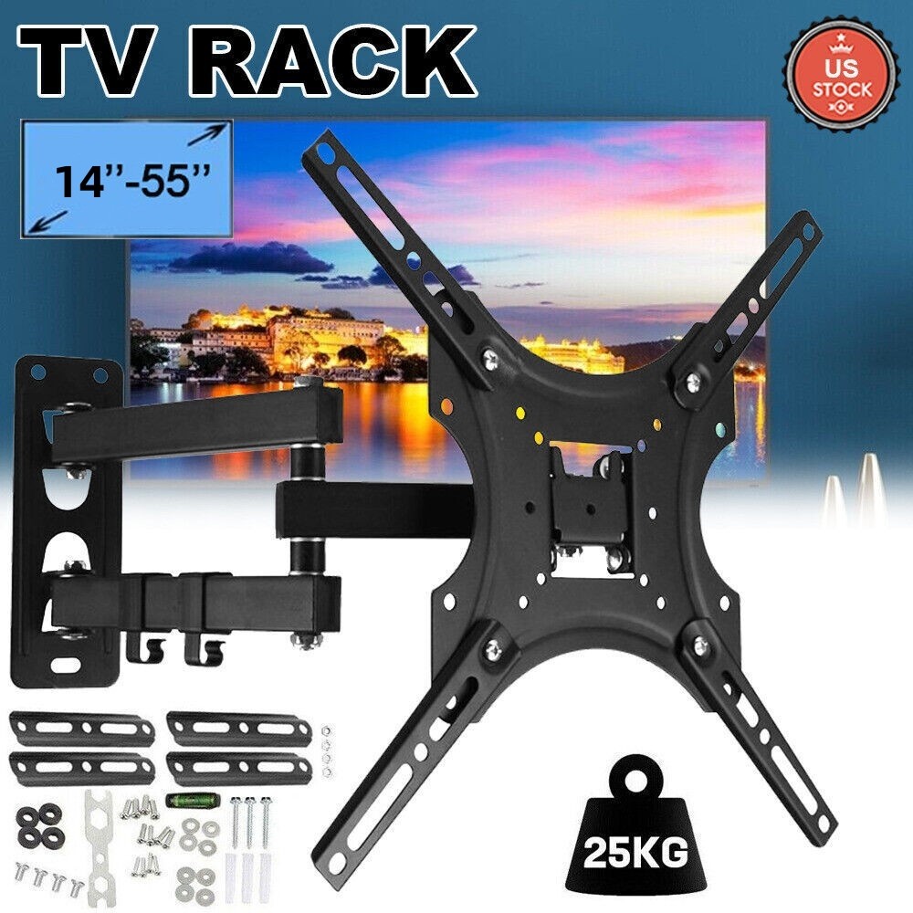 Full Motion TV Wall Mount Bracket Swivel Tilt for 14 17 32 36 37 40 42 49 50 55&ldquo;