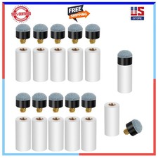 10 Sets 12mm Screw on Pool Cue Tips with White Ferrules Billiard Stick Replaceme
