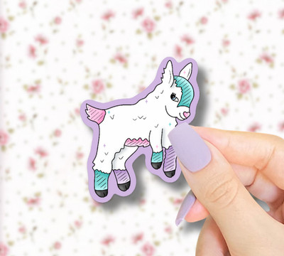 Cute Goat Sticker | Pastel Goat Vinyl Sticker | Kawaii Animal Decal