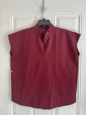 FIGS Scrubs Top Women  s XS Raphaela Deep Cranberry Red Oversized Fit Medical