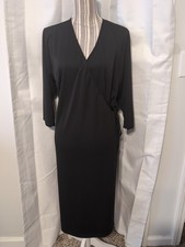 Lane Bryant Women's Black Faux Wrap V-Neck 3/4 Sleeve Dress Sz. 18/20