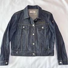 Coach New York Denim Jacket LogoEmbroidery Cherry Charm Fall 2016 F26134