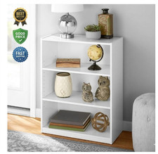 3-Shelf Bookcase with Adjustable Shelves White Storage Organizer Display