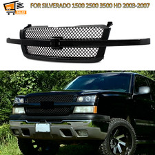 Onyx Black Grill Mesh Front Upper Grille For 2003-2007 Chevrolet Silverado 1500