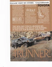 Original 1984 Toyota SR5  4WD 4Runner vintage print ad