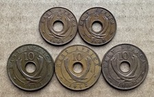 5 PIECE LOT EAST AFRICA COINS 1941-I 5 CENTS 1942 5 CENTS & 1942 10 CENTS