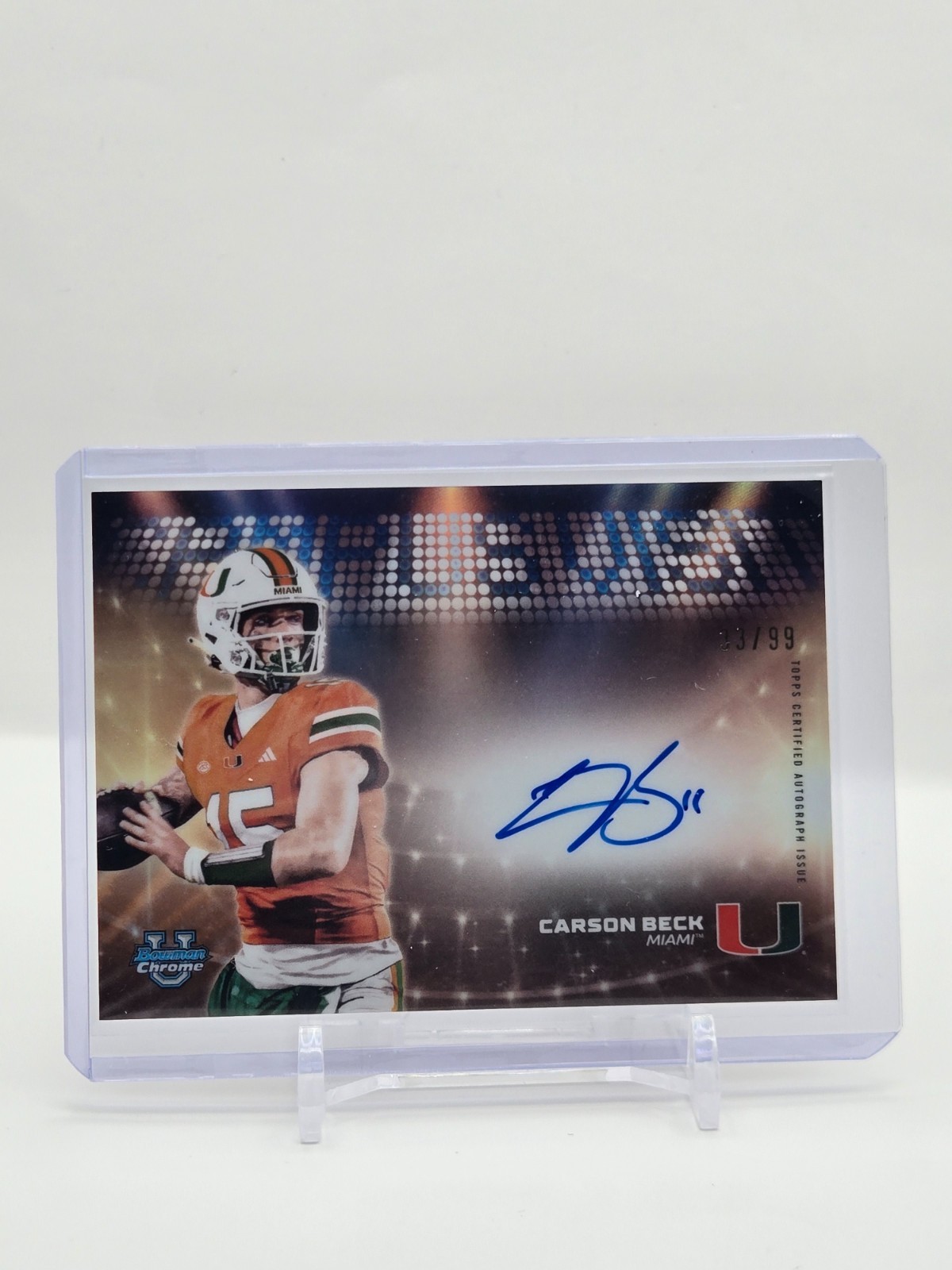 Carson Beck 2025 Bowman Chrome U Campus Visit Auto 33/99 #CVA-CB, Miami