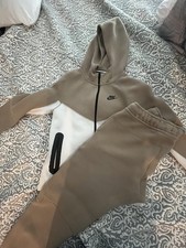 Size Large Boys Nike Tech Suit Beige and White