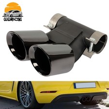 Black For Porsche Boxster 718 Cayman 16-23 Stainless Rear Exhaust Tips Tail Pipe