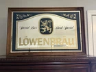 Vintage 1970s Löwenbräu Beer Bar Mirror Large Framed Breweriana Sign