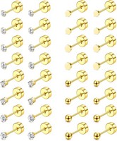 Ohrstecker Set 16 Paare Chirurgenstahl Hypoallergen Silber Gold Zirkon 2-3Mm