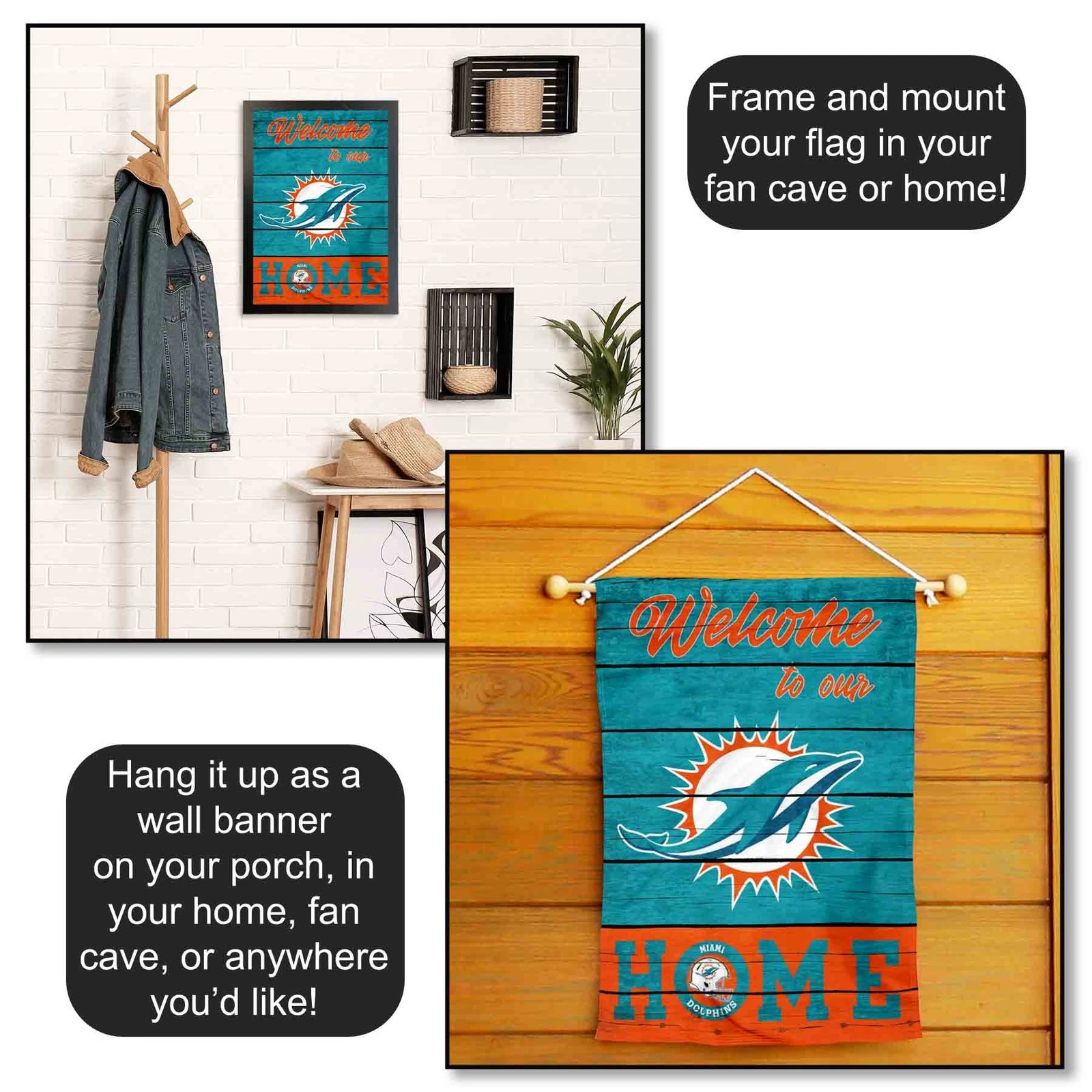 Miami Dolphins Welcome Home Decorative Garden Yard Banner Flag