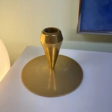 Vintage MCM Art Deco Retro Gold Aluminum  Candlestick Holder by Chase Enterprise