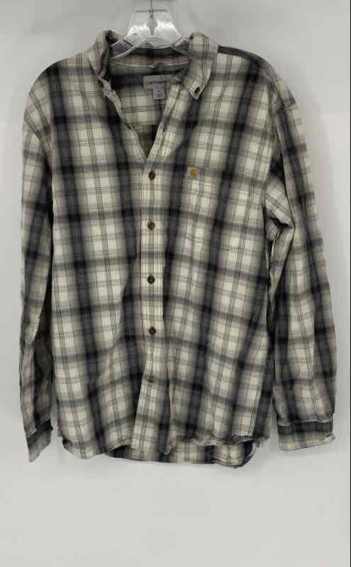 Carhartt Mens Multicolor Plaid Cotton Long Sleeve Button-Up Shirt Size M