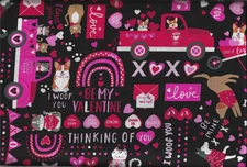 45" 100% cotton Valentine fabric "XOXO" by Benartex Fabrics
