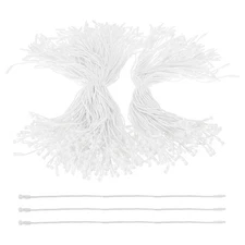 300 Pcs Cotton Hang Tag String, 8 Inch White Snap Lock Pins Loop Price Tag