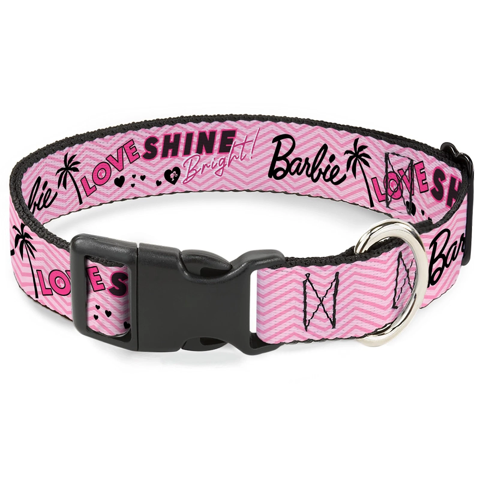 Mattel Pet Collar, Dog Collar Plastic Buckle, Barbie Love Shine Bright Chevron S