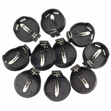 10 Pack 3V Coin Cell Battery Holders for CR2032 CR2025 CR2016 PCB Pin Black