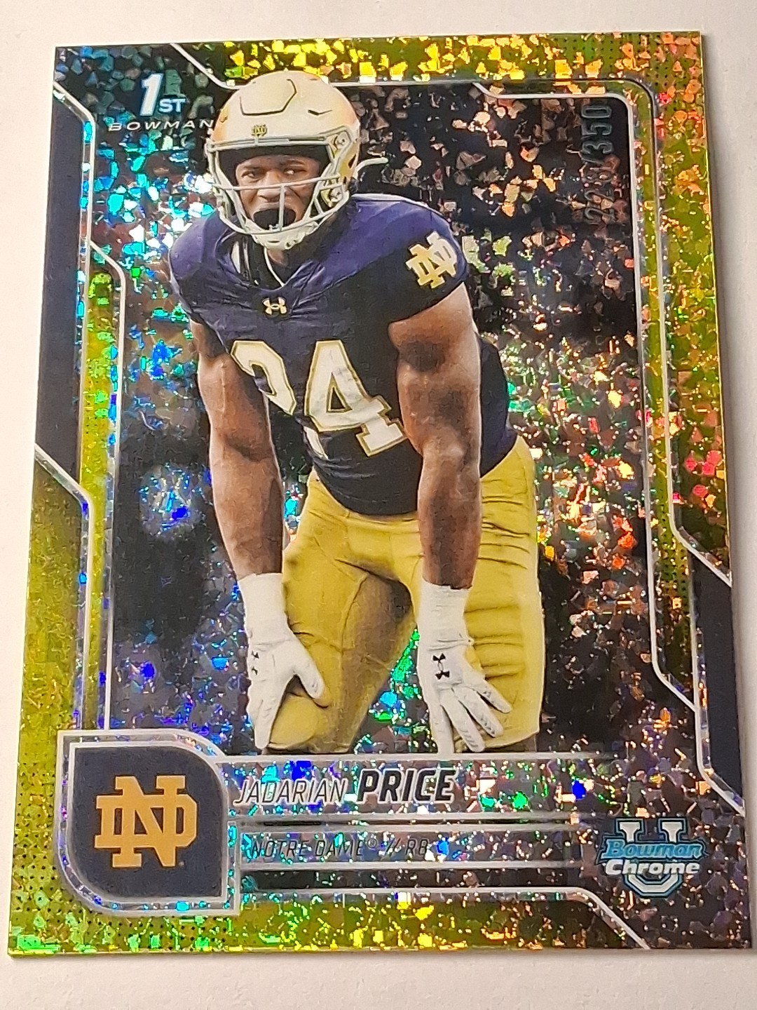 2025 Bowman University Chrome - Jadarian Price #117 Yellow Refractor /350 (RC)
