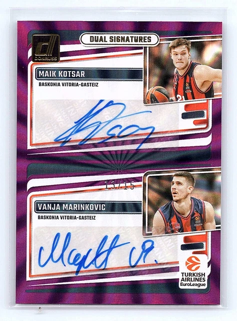Maik Kotsar / Vanja Marinkovic 2023-24 Donruss EuroLeague Dual Auto Purple #/15