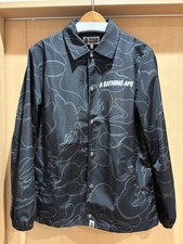 A Bathing Ape Black Nylon Camo Coach Jacket S Near Mint Men's Outerwear