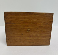 Vintage Wood File Box Globe Wernicke 83 C Dovetail  Recipe Index Card Holder