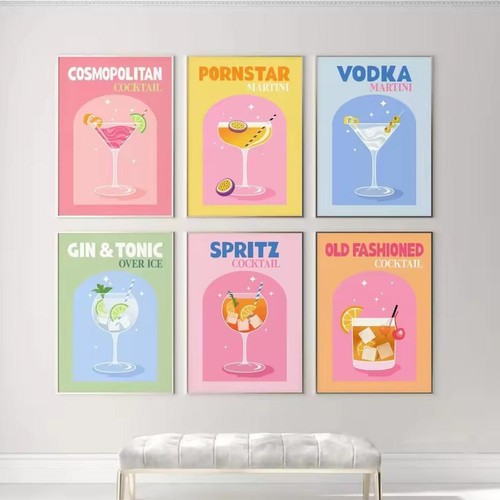 Painting by Numbers Cocktails,6Pieces for DIY,Hand-Painted Oil Painting Set New - Foto 9 di 29