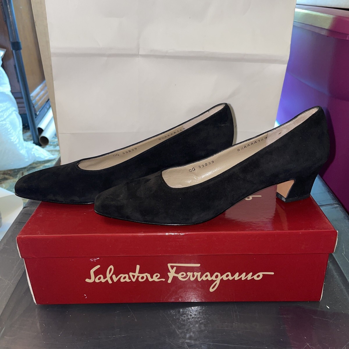 Salvatore Ferragamo black with red soles size 8 SALVATORE FERRAGAMO - BROOKLYN *GANCINI* Gray/White/Red  main image 3