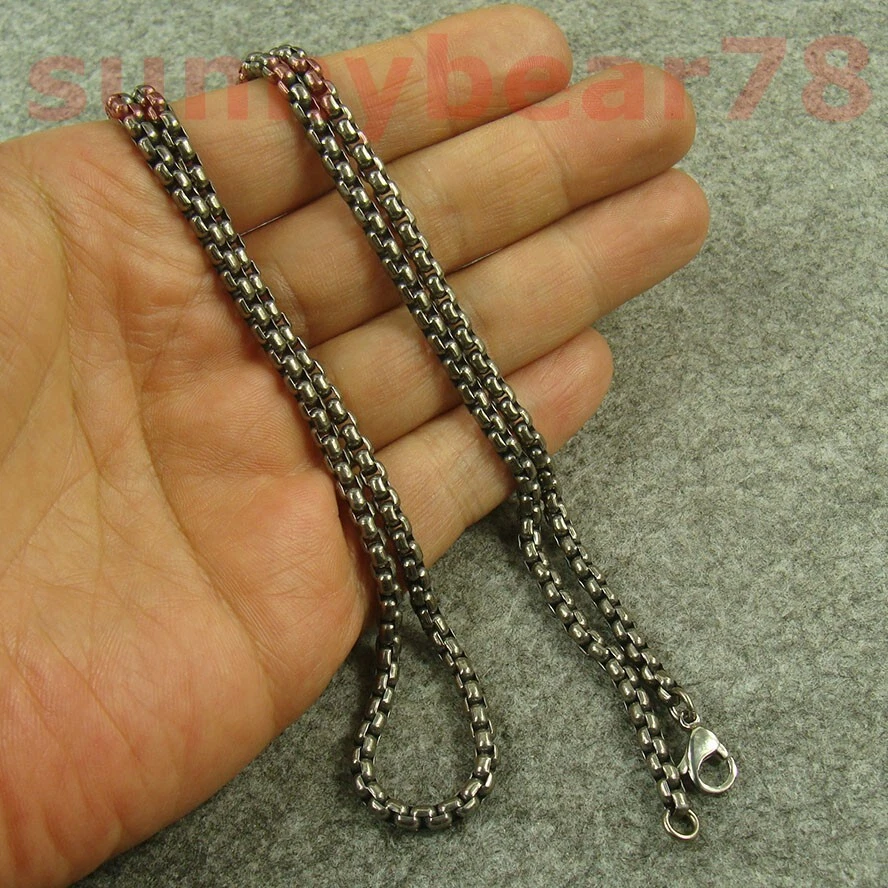 Collar de cadena de caja Rolo antialérgica de titanio puro de 4 mm 23/25/27/29/31 pulgadas H259 Foto 2 de 4