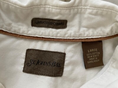 St Johns Bay Vintage Ivory Sun Washed Canvas Button Down