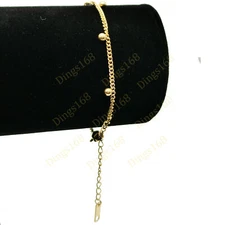 18K Yellow Gold Filled Tarnish-Free Italian 3mm Beaded Curb Chain Bracelet C277