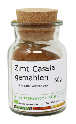 Zimt Cassia gemahlen 50g Glas Gewürzkontor München