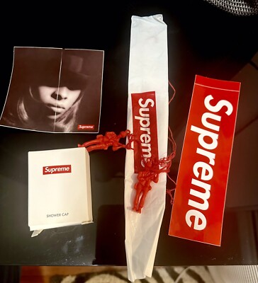 supreme Logo  sticker, Parachute Red Figure Toy ,Supreme Shower Cap, Autentic