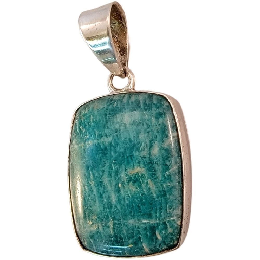 Sterling Amazonite Rounded Rectangle Pendant - image 3